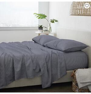 Casual Comfort Premium Ultra Soft Scallops Pattern Sheet Set Navy KING 4PC